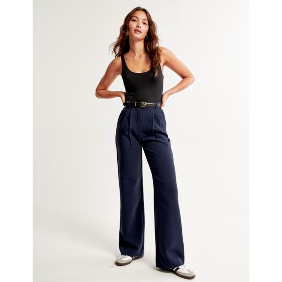 Abercrombie and Fitch Sloane Navy Tailored Trouser Pants Small Long - Picture 1 of 5